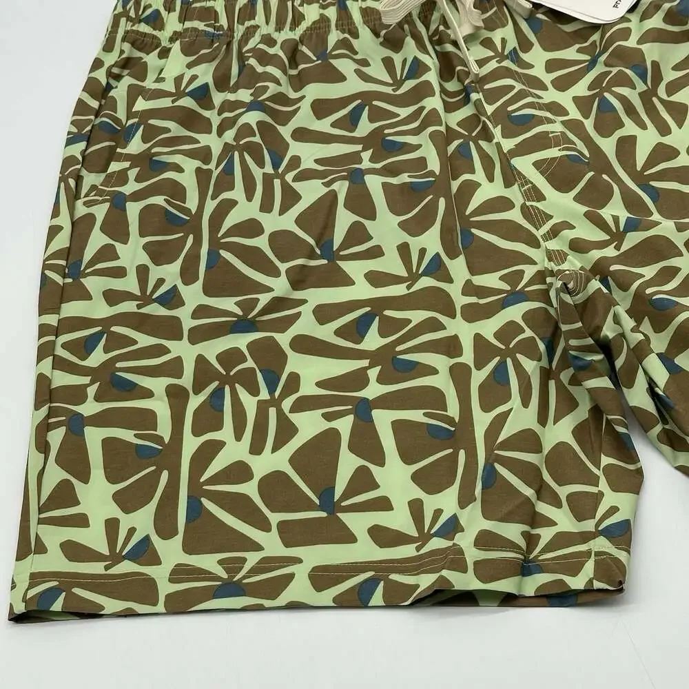 PrAna Metric E-Waist Board Shorts Size XXL Bio Mint Retro Bloom Swim Trunks NWT